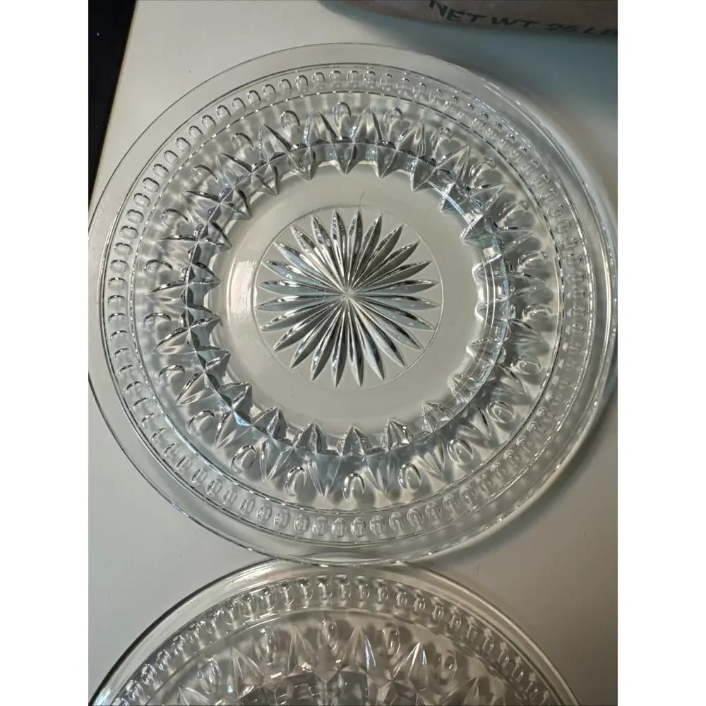 Set Of 4 Indiana Glass Colony Park Lane Clear Glass Salad Cake Plates 9”